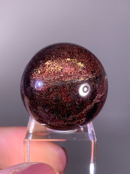 Wine Red Garden Quartz Sphere with Mica Inclusions – Brazil Collector Specimen