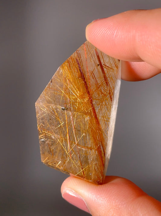 Gold & Red Copper Rutile Quartz Polished Freeform