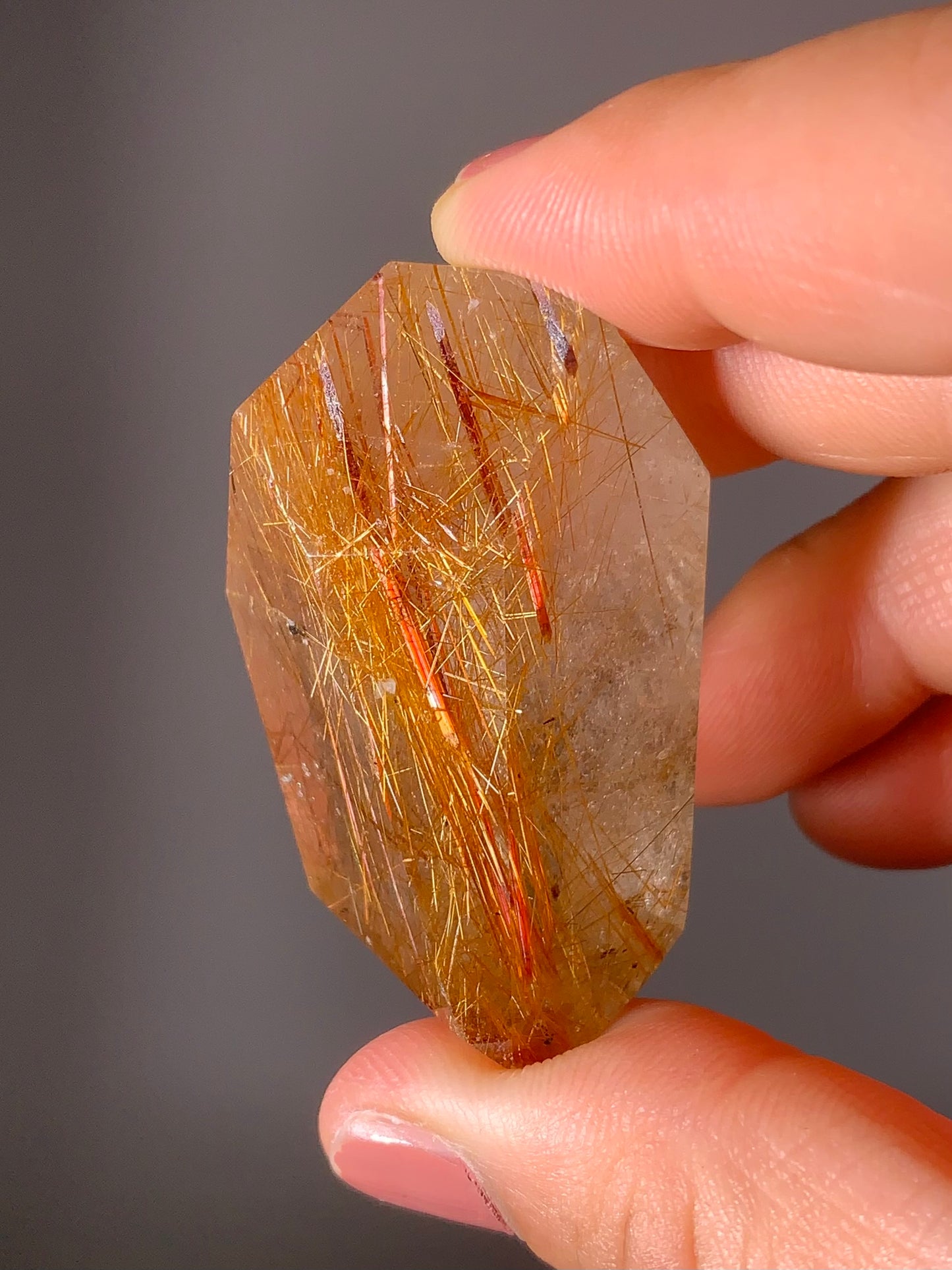 Gold & Red Copper Rutile Quartz Polished Freeform