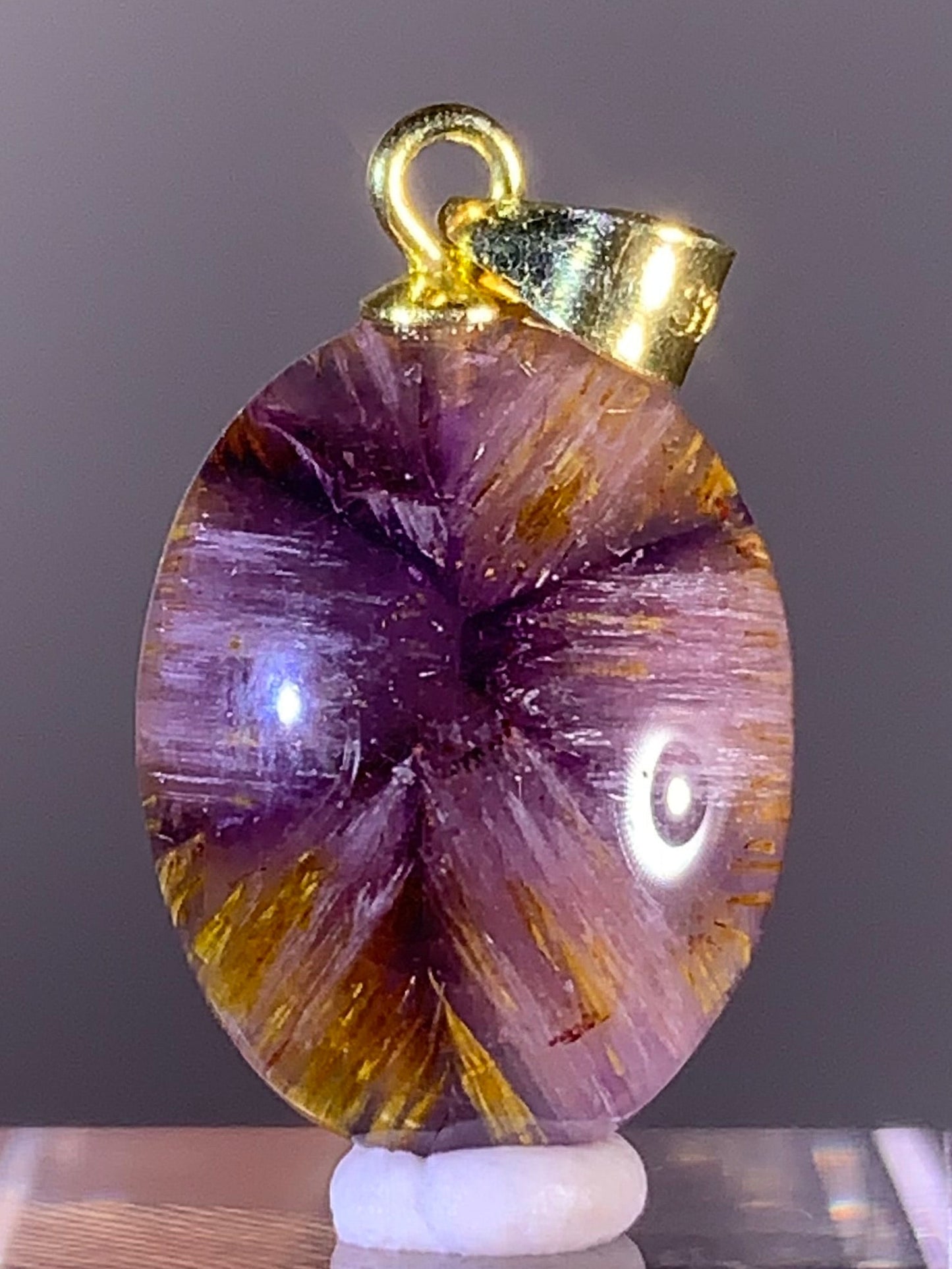 High-Quality Brazilian Auralite 23 Pendant – S925 Gold Plated