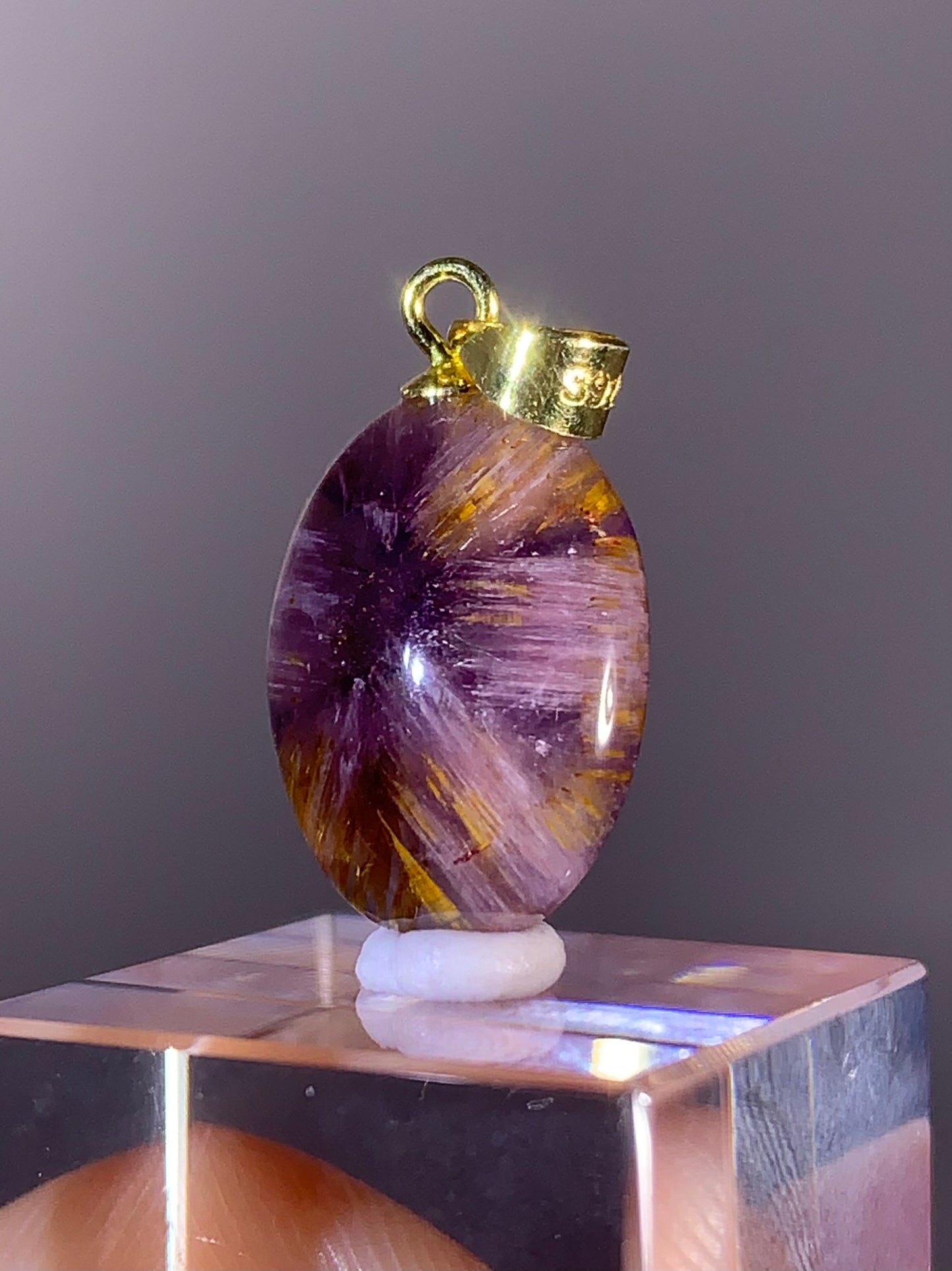 High-Quality Brazilian Auralite 23 Pendant – S925 Gold Plated