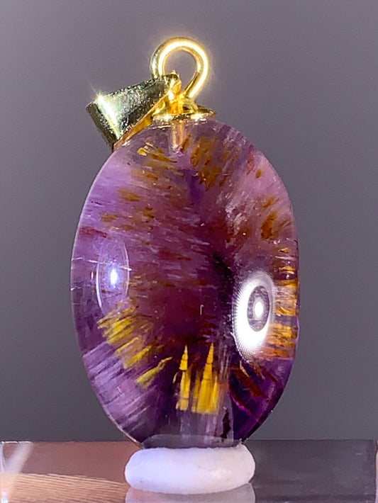 High-Quality Brazilian Auralite 23 Pendant – S925 Gold Plated