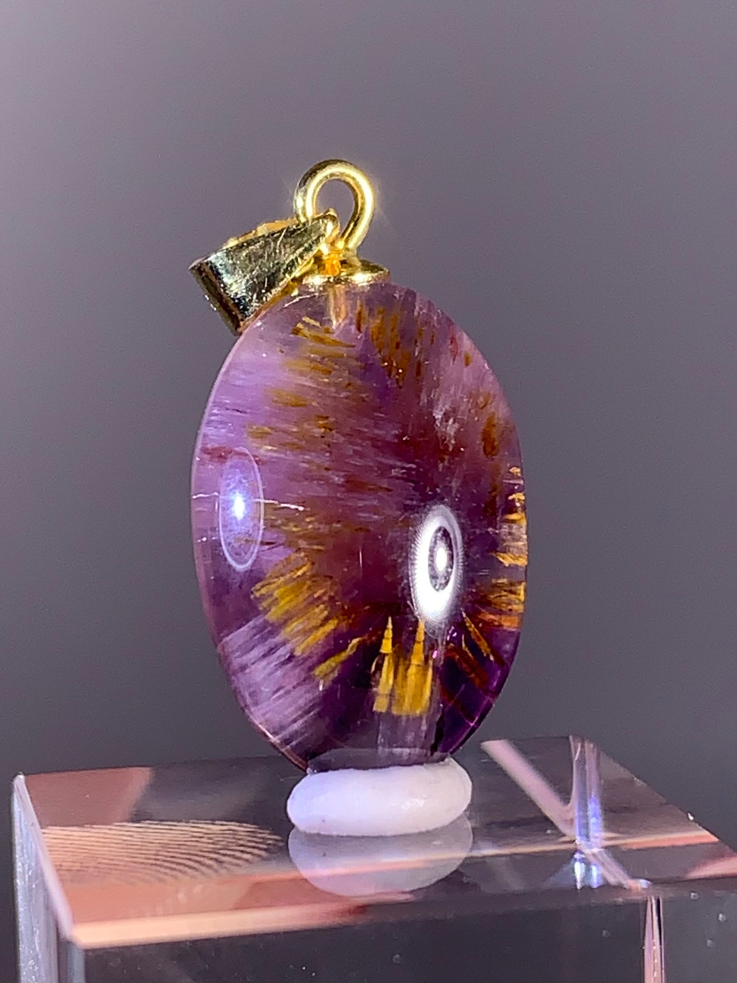 High-Quality Brazilian Auralite 23 Pendant – S925 Gold Plated