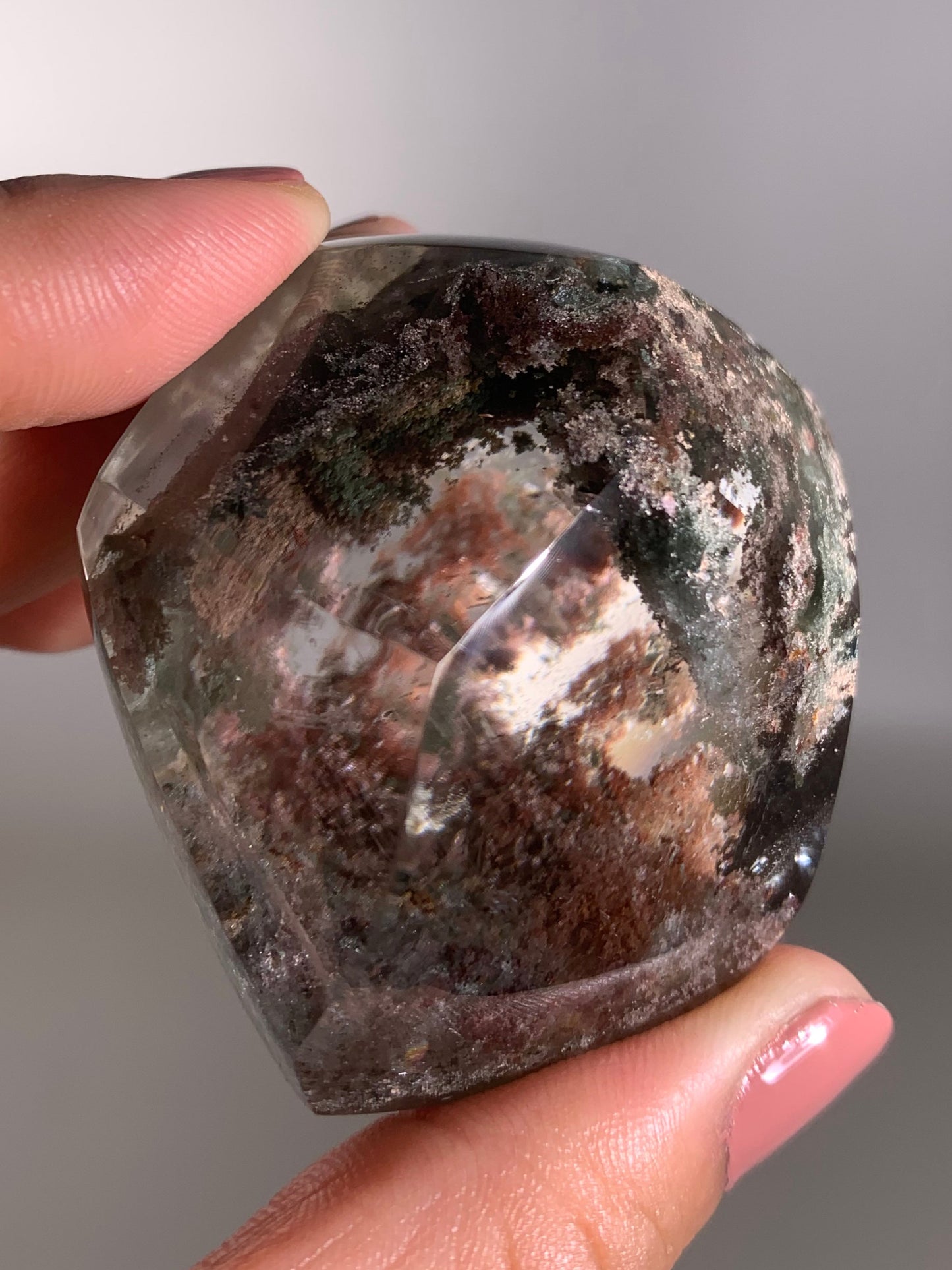 Colorful Garden Quartz With Shimmery Green Chlorite Polished Freeform Brazil