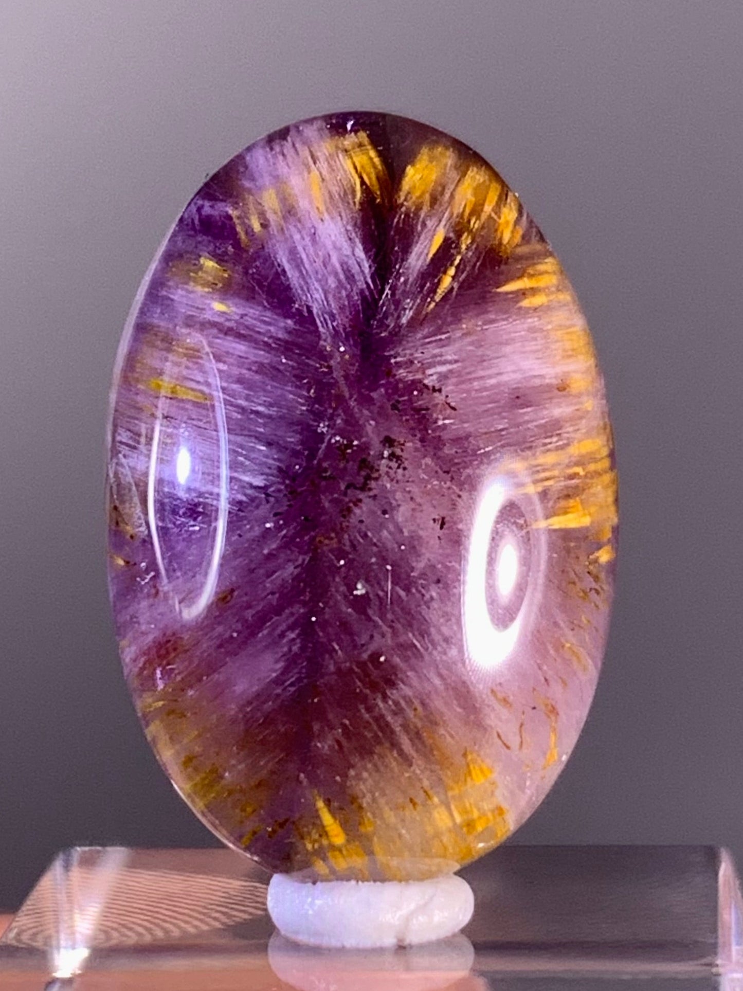 High-Quality Brazilian Auralite 23 Quartz Cabochon