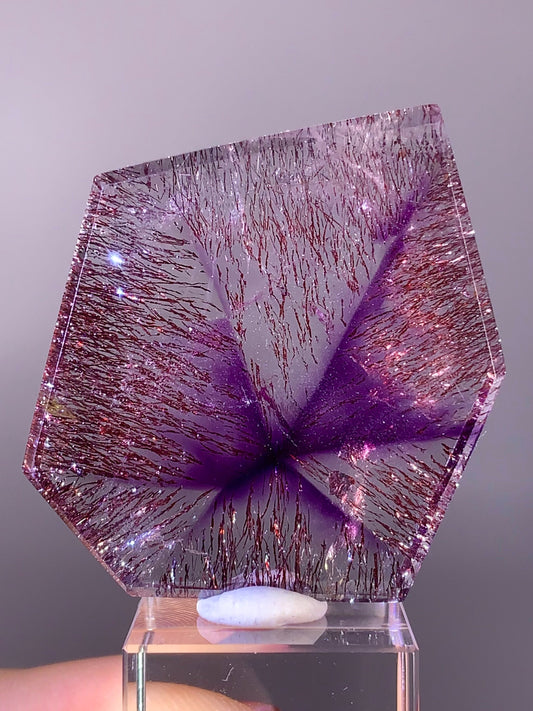 Collector’s Piece Super Seven Quartz Slice with Trapiche & Deep Red Lepidocrocite