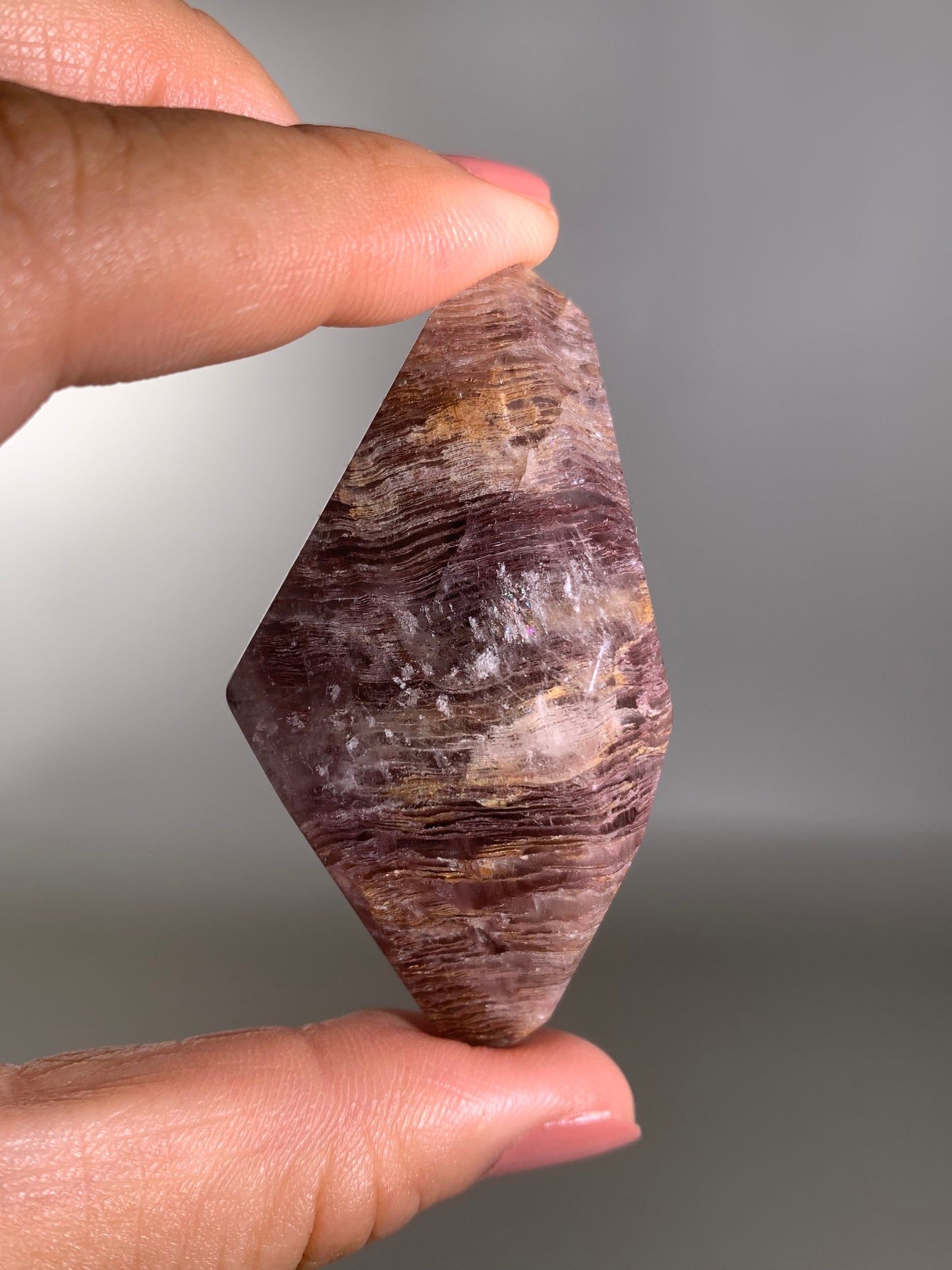 High-Quality Pink Lithium Layered Garden Quartz Polished Freeform Brazil