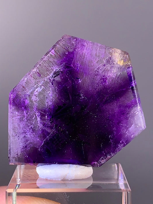Super Seven Quartz Slice with Trapiche & Deep Red Lepidocrocite