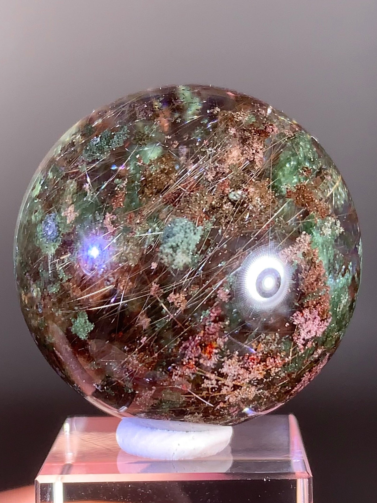 Four Season Garden Quartz Sphere with Rutile Inclusions from Brazil ...