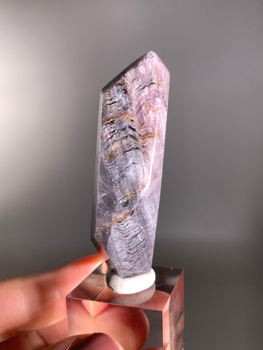 Pink Lithium Layered Purple Garden Quartz Polished Freeform Brazil