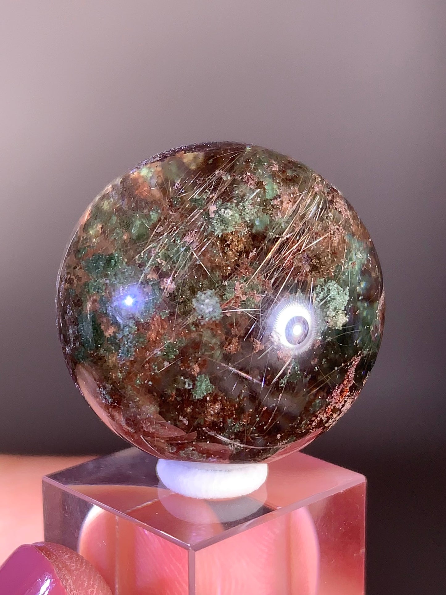 Four Season Garden Quartz Sphere with Rutile Inclusions from Brazil