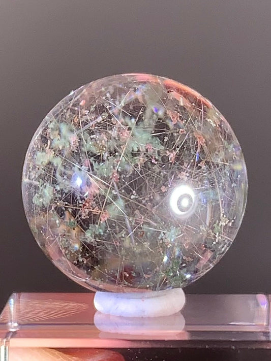 Four Season Garden Quartz Sphere with Rutile Inclusions from Brazil