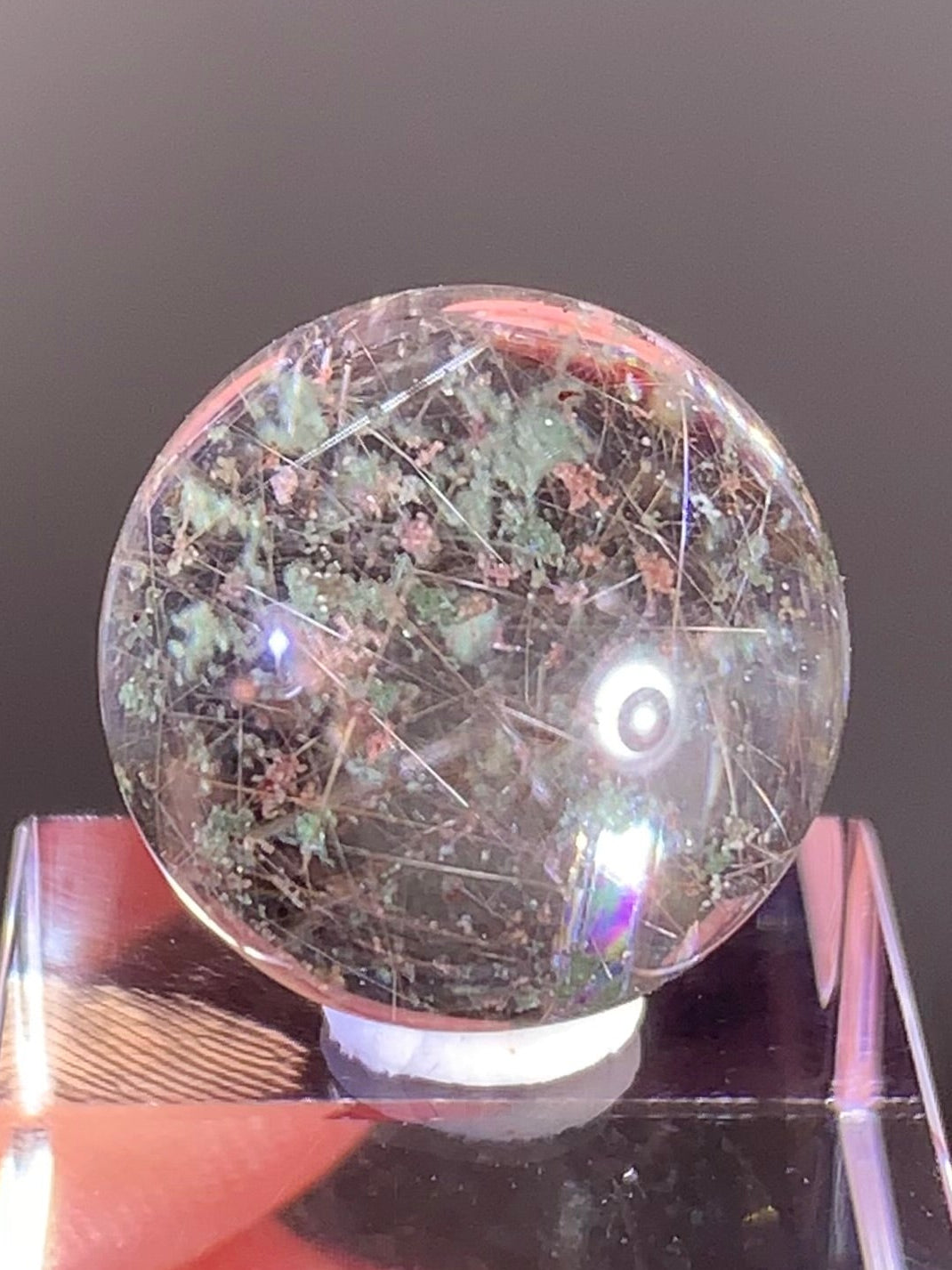 Four Season Garden Quartz Sphere with Rutile Inclusions from Brazil