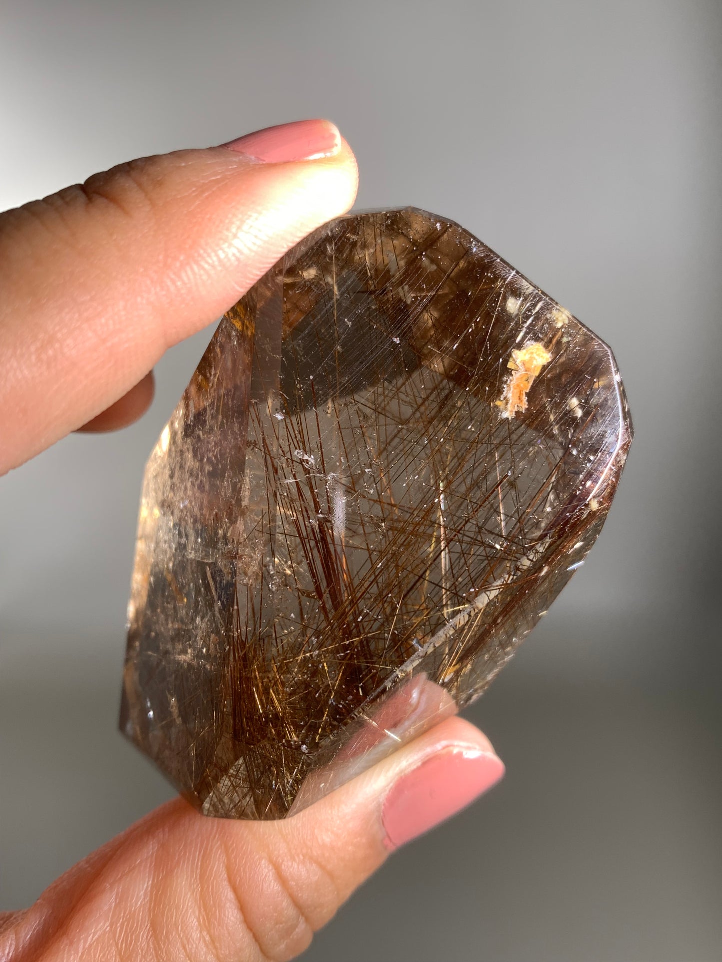 Bronze Copper Rutile Smoky Quartz Polished Freeform