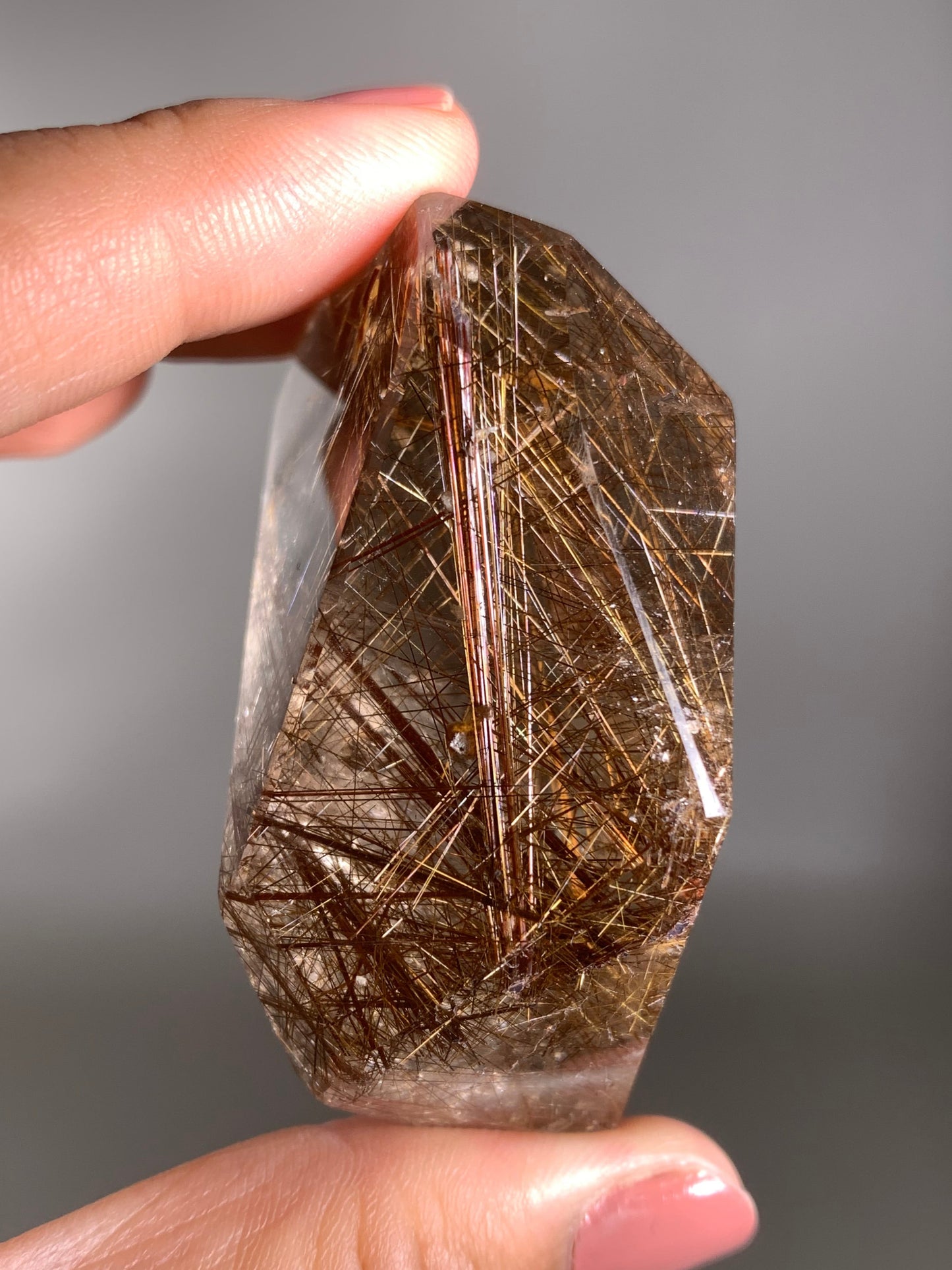Bronze Copper Rutile Smoky Quartz Polished Freeform