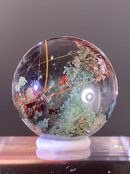Four Season Garden Quartz Sphere with Rutile Inclusions from Brazil