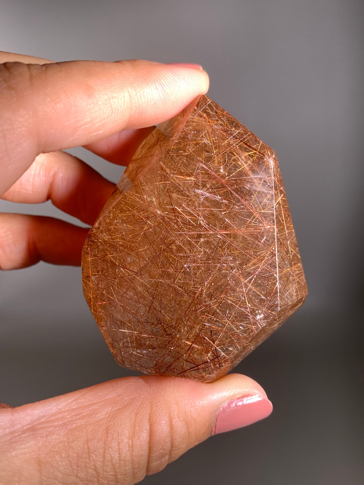 Copper Rutile Smoky Quartz Polished Freeform