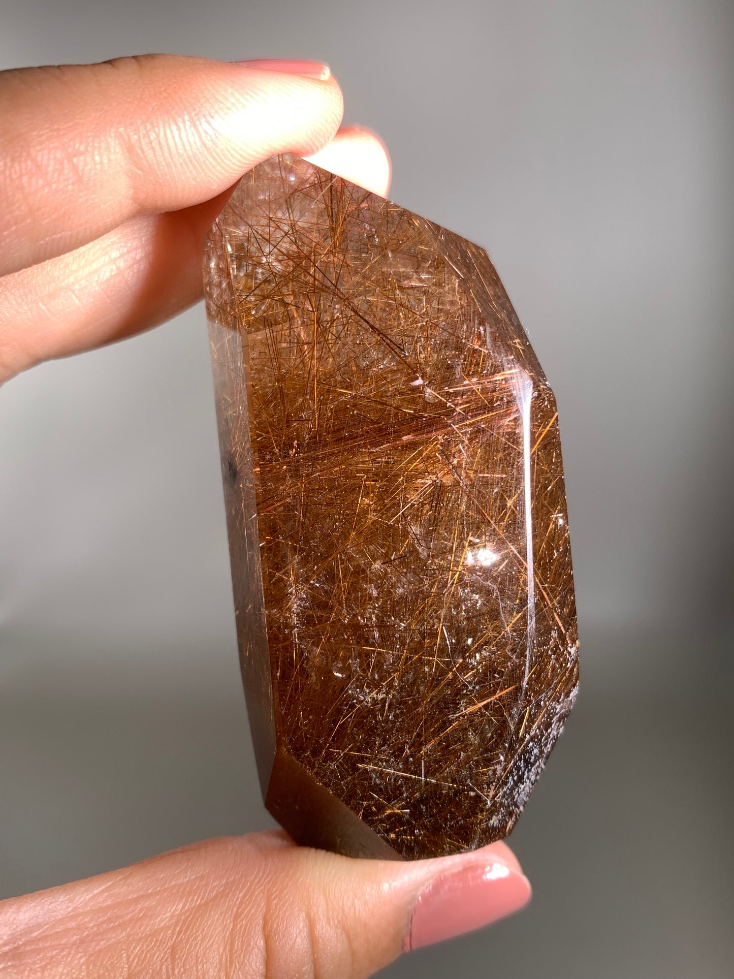 Copper Rutile Smoky Quartz Polished Freeform