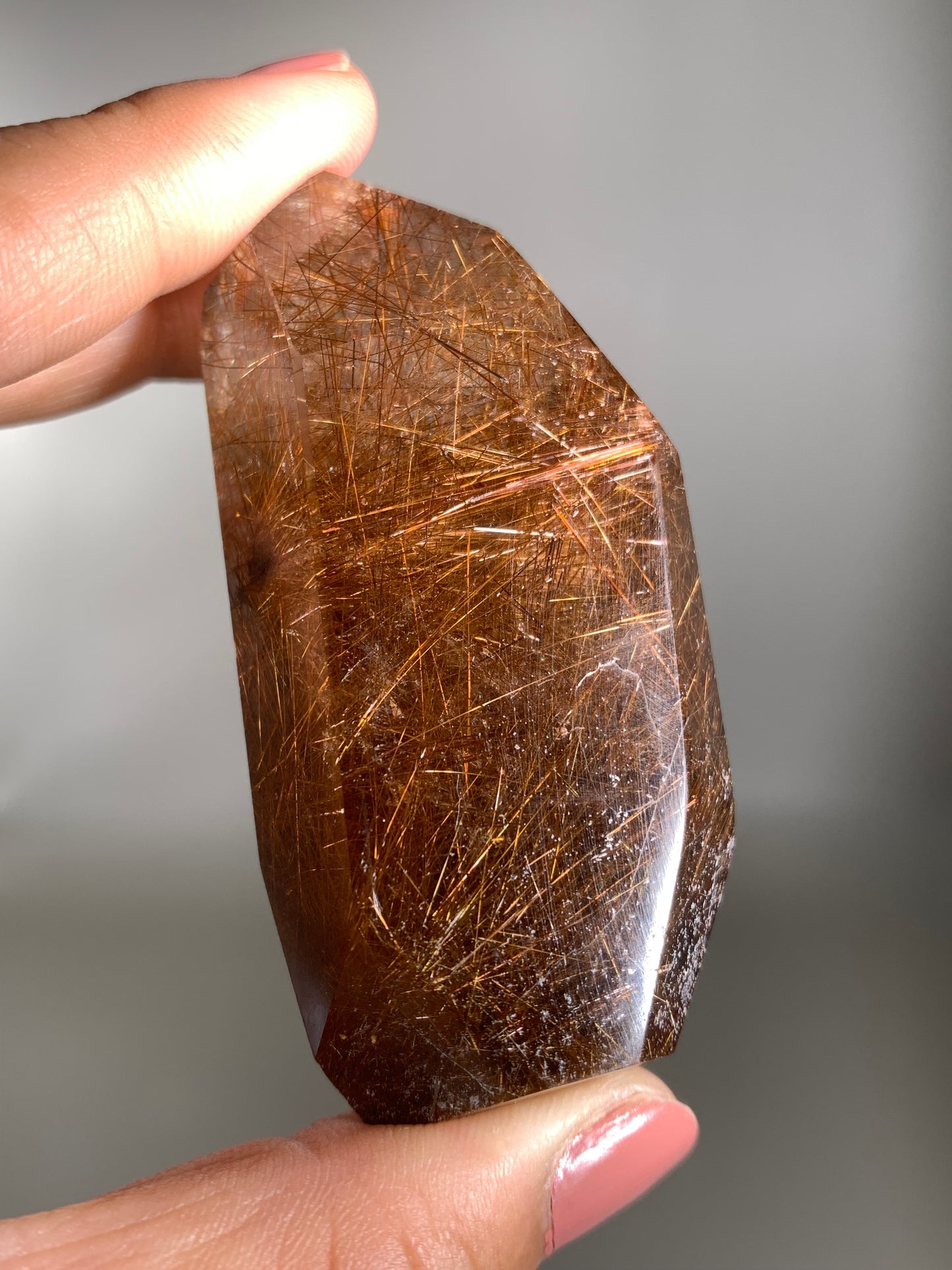 Copper Rutile Smoky Quartz Polished Freeform