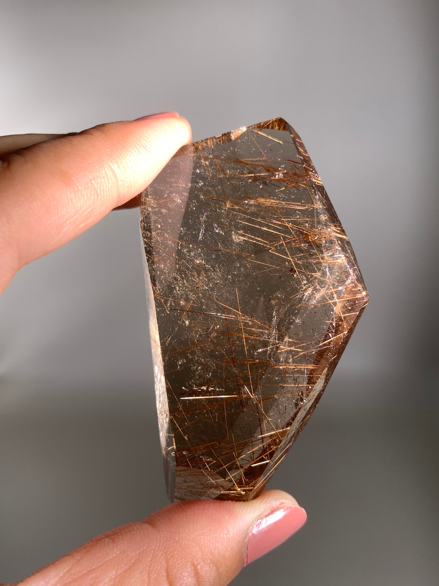Copper Rutile Smoky Quartz Polished Freeform