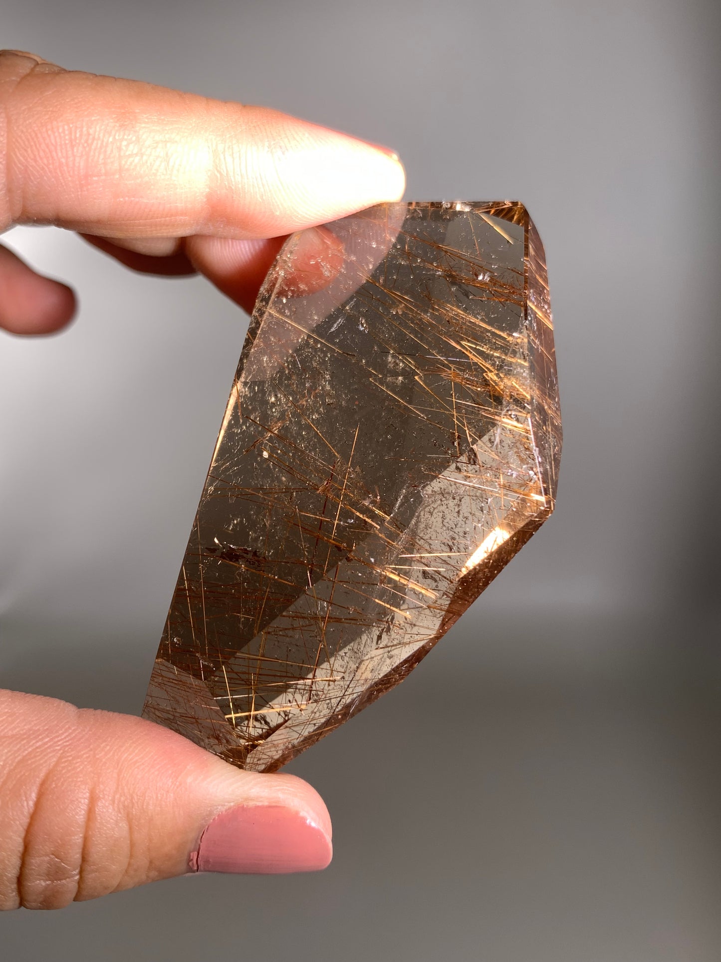 Copper Rutile Smoky Quartz Polished Freeform