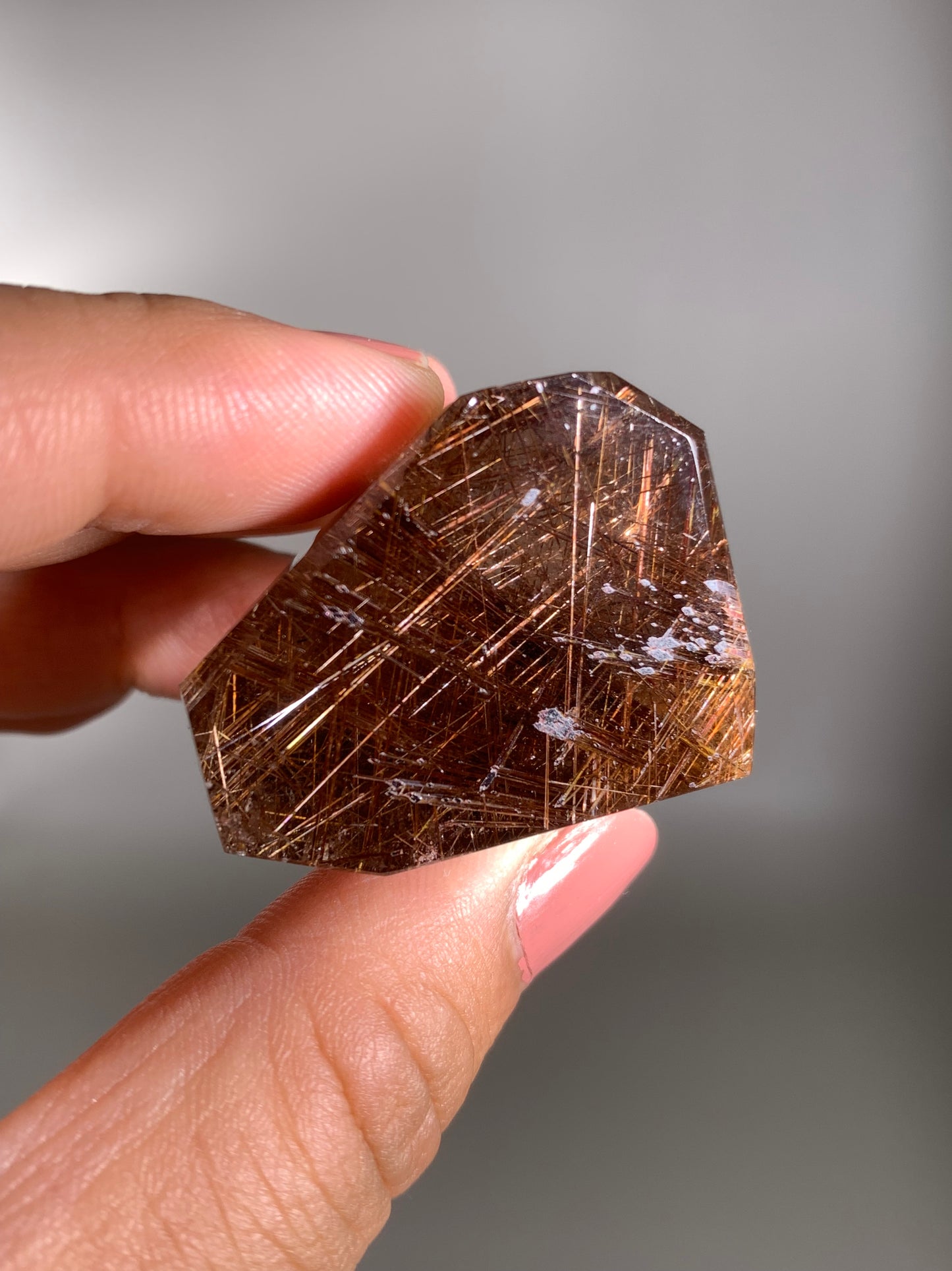 Copper Rutile Smoky Quartz Polished Freeform
