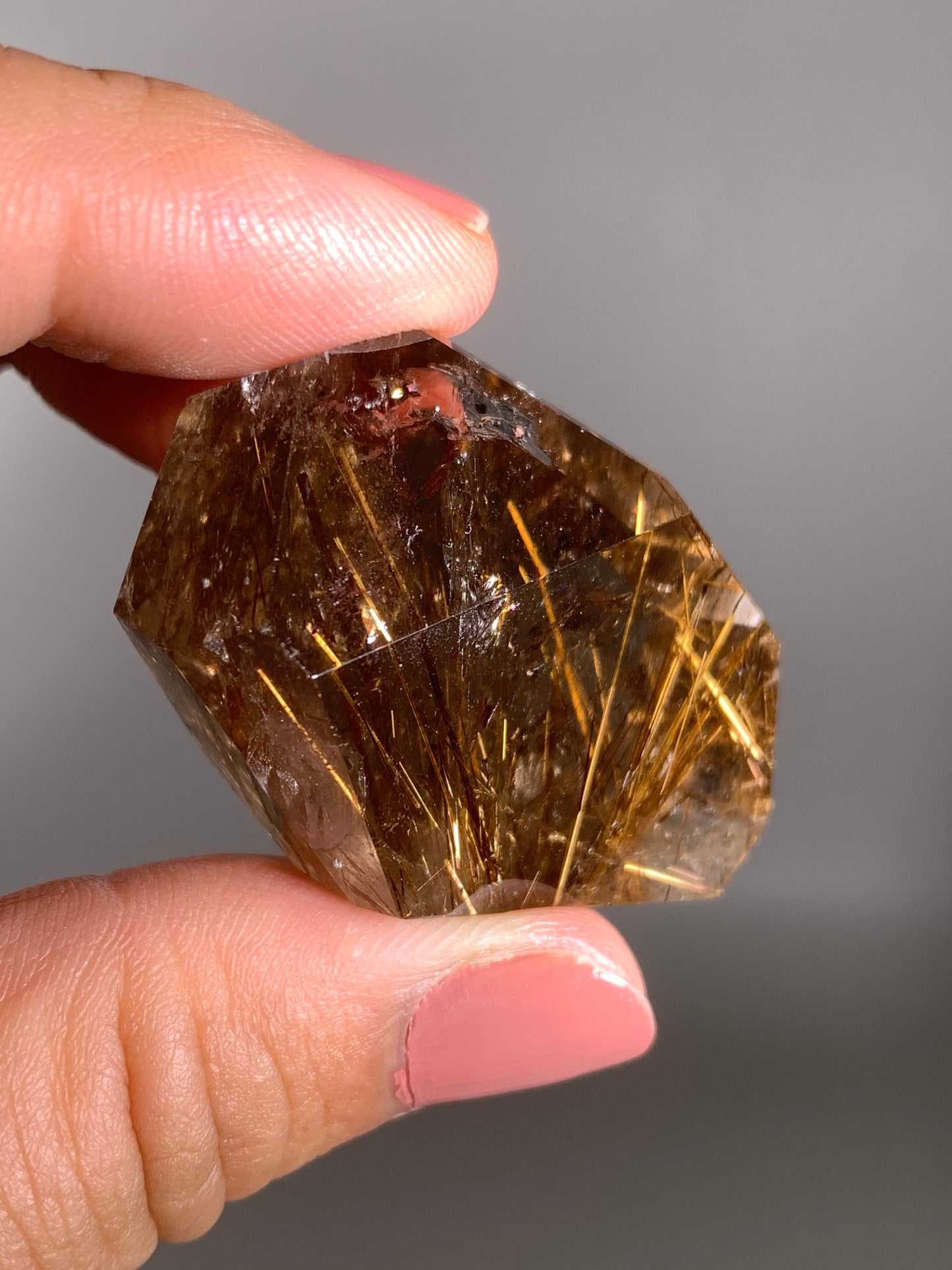 Gold Rutile Smoky Quartz Polished Freeform