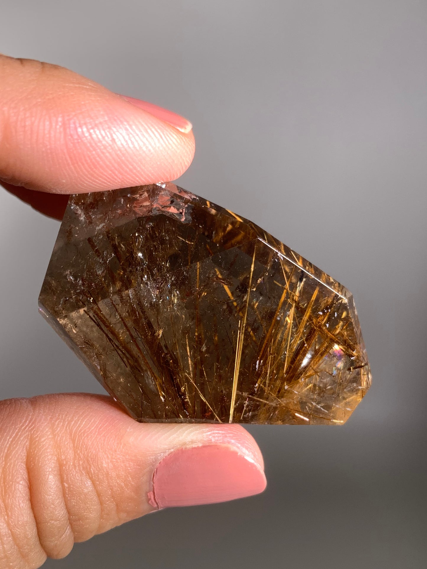 Gold Rutile Smoky Quartz Polished Freeform