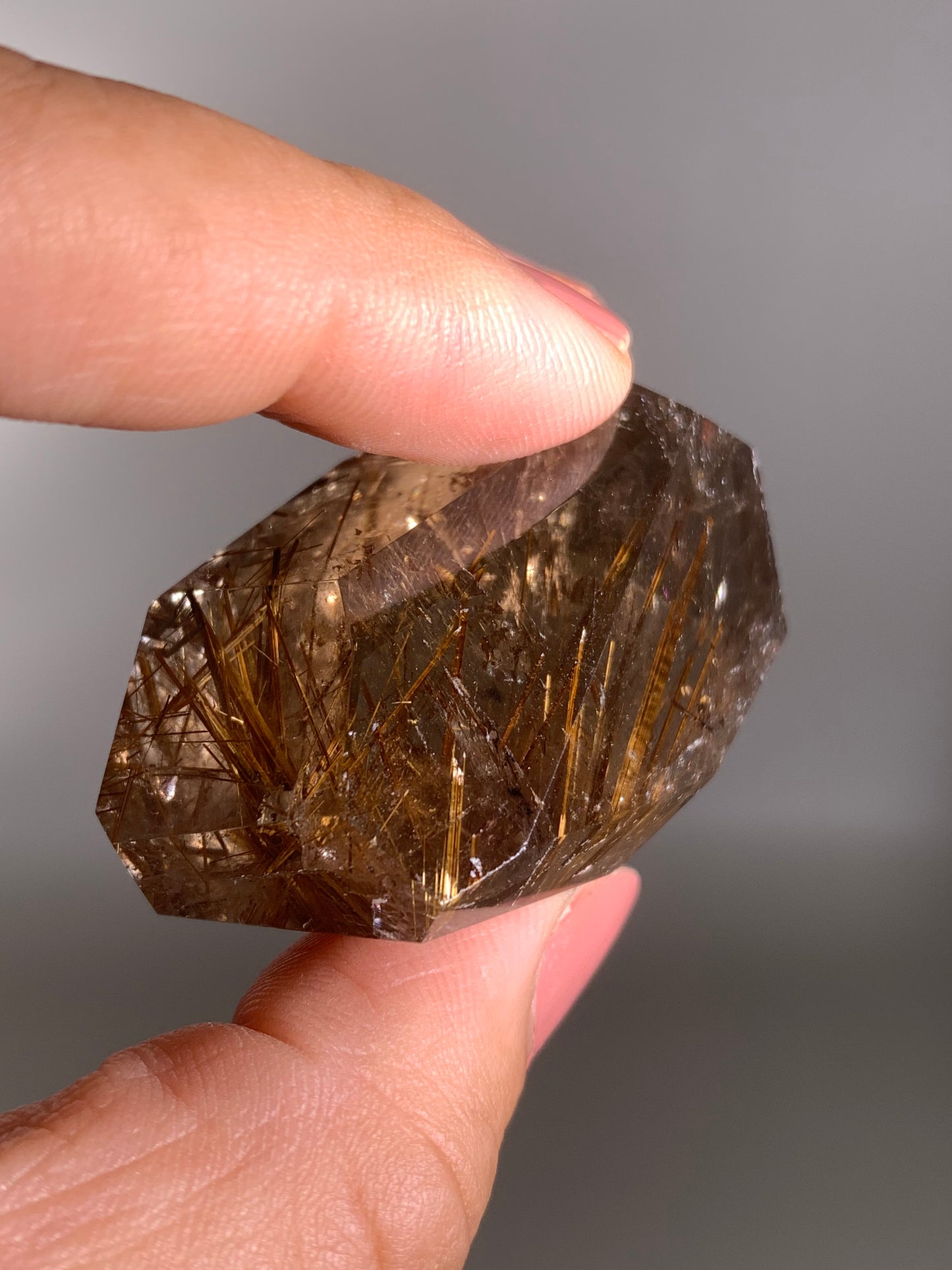 Gold Rutile Smoky Quartz Polished Freeform