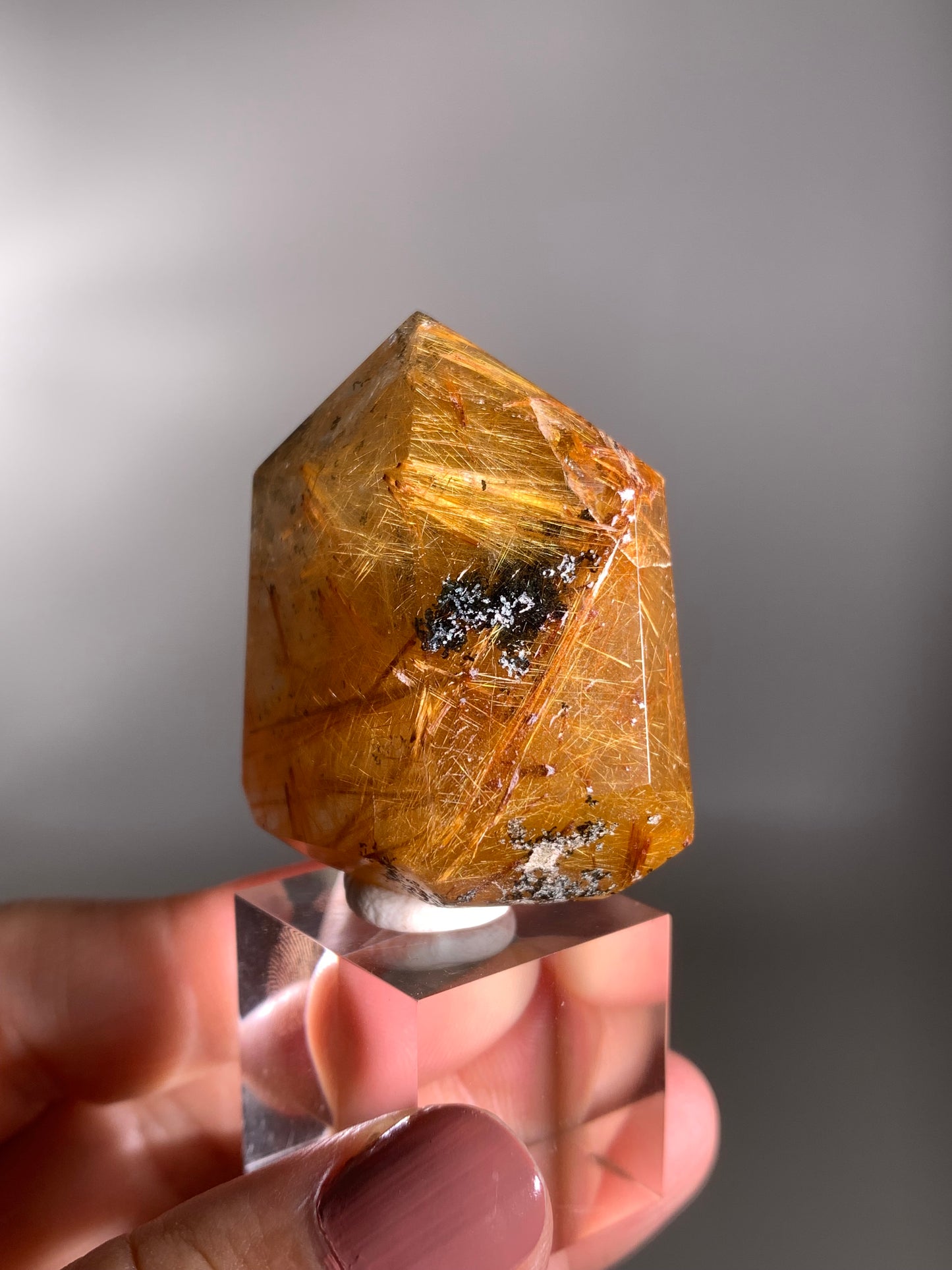 High-Quality Richly Packed Gold Rutile Quartz Polished Tower