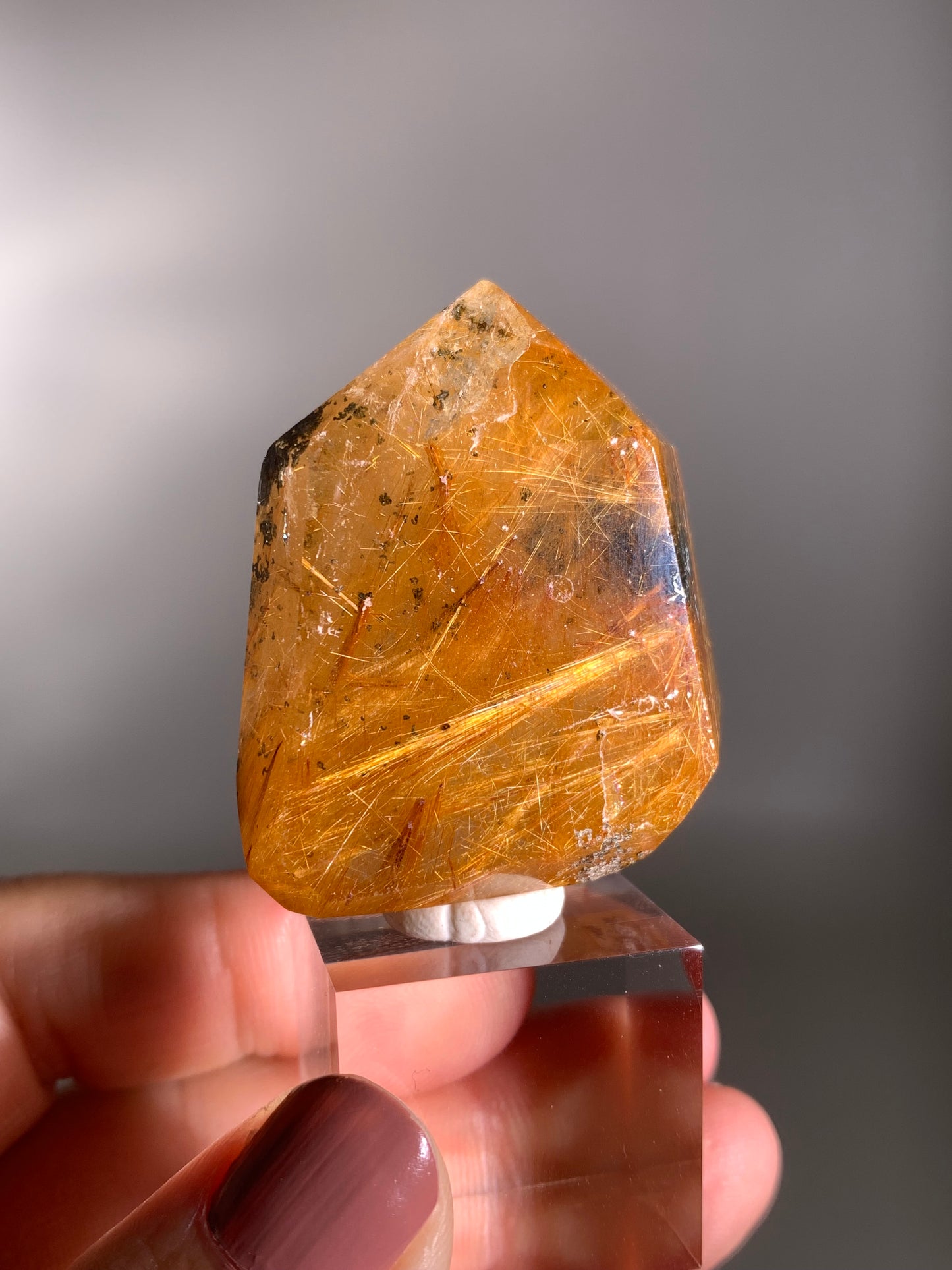 High-Quality Richly Packed Gold Rutile Quartz Polished Tower