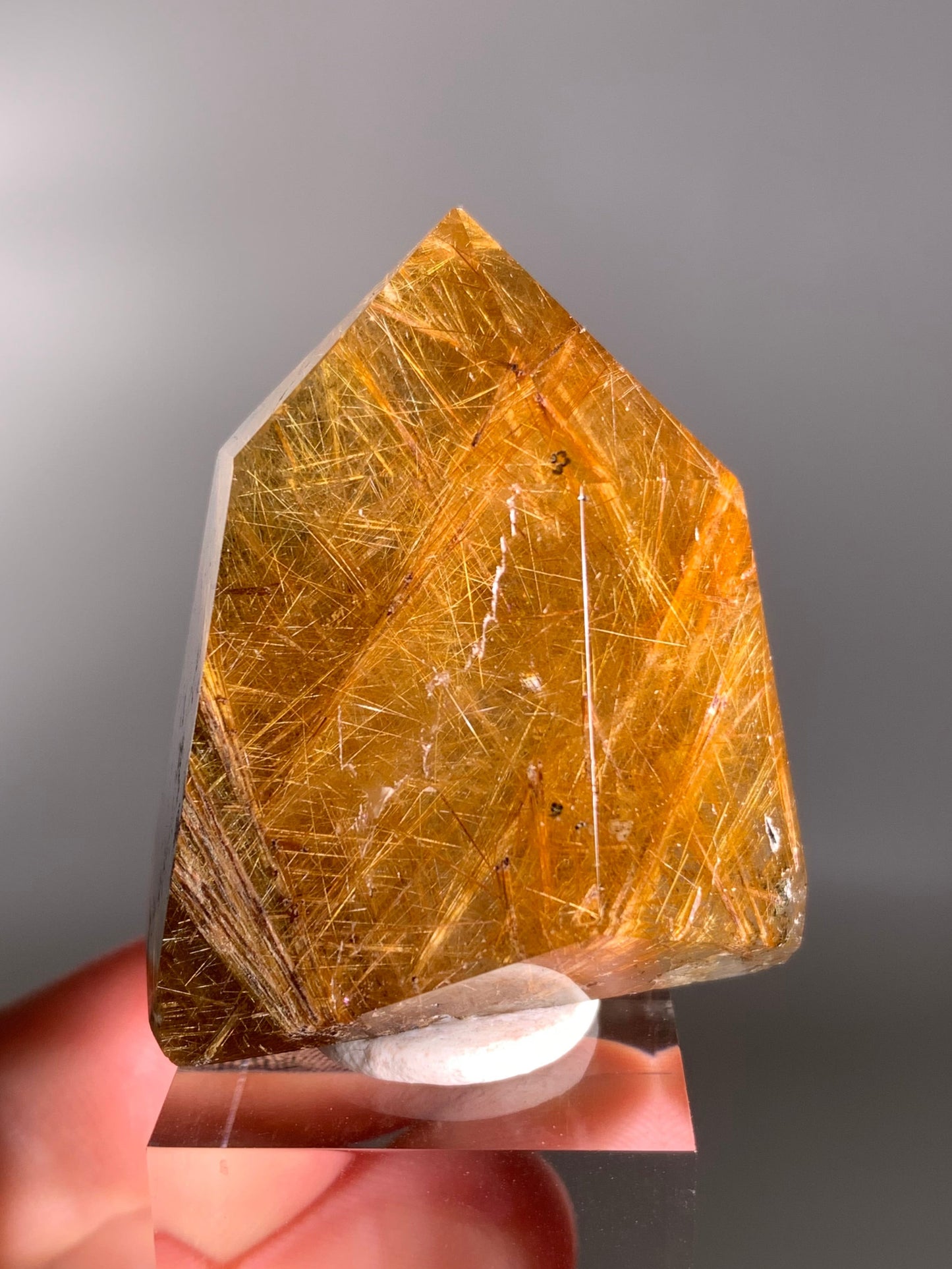 High-Quality Richly Packed Gold Rutile Quartz Polished Tower