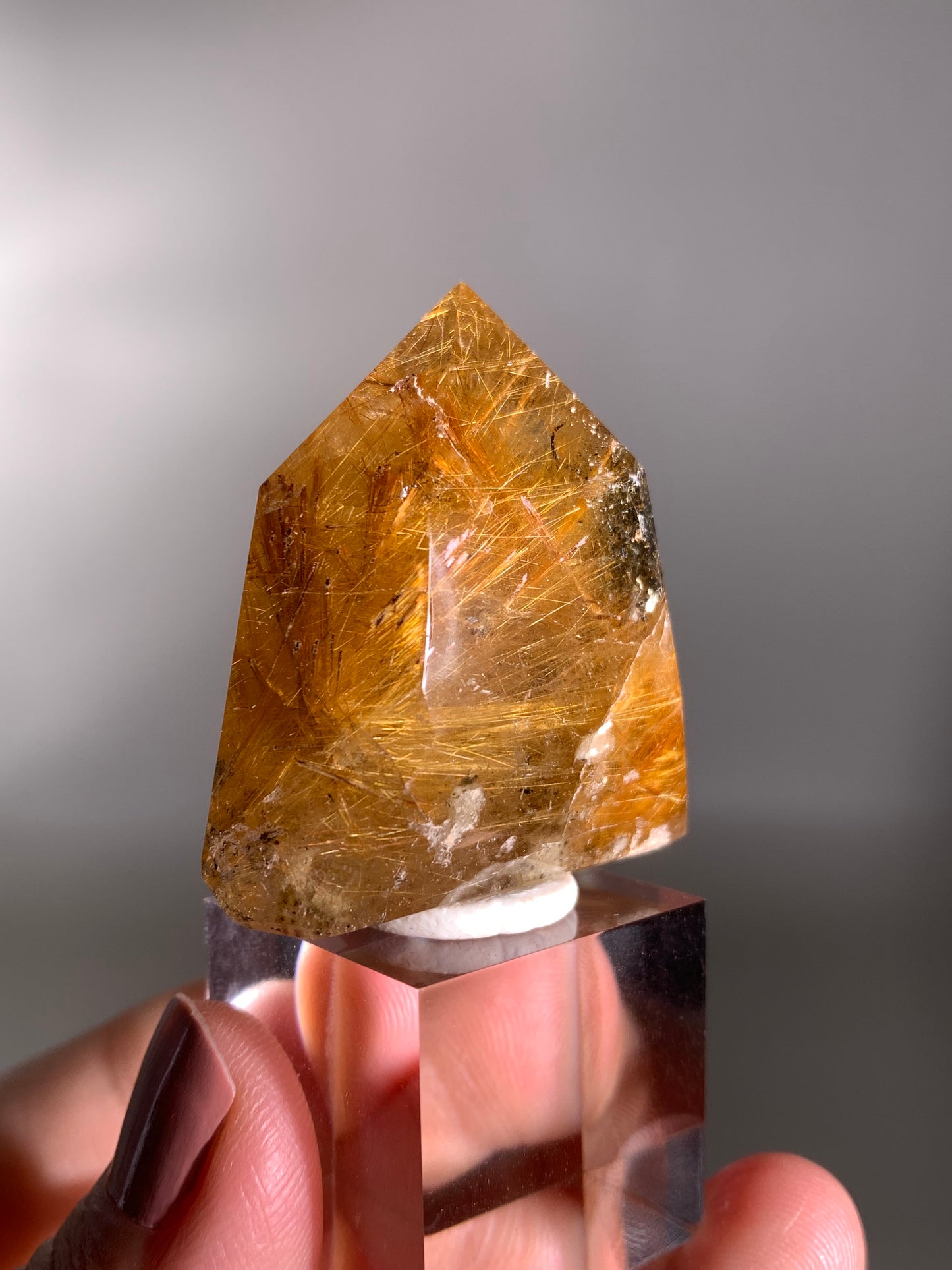 High-Quality Richly Packed Gold Rutile Quartz Polished Tower