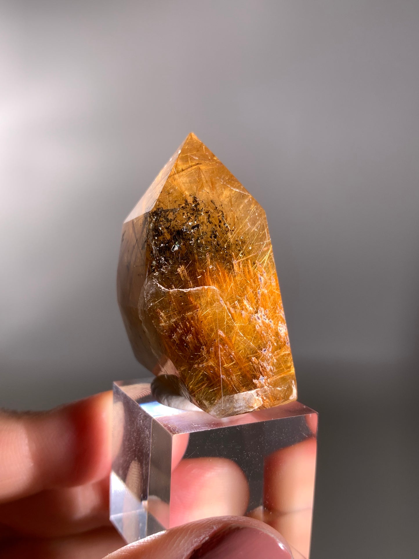 High-Quality Richly Packed Gold Rutile Quartz Polished Tower