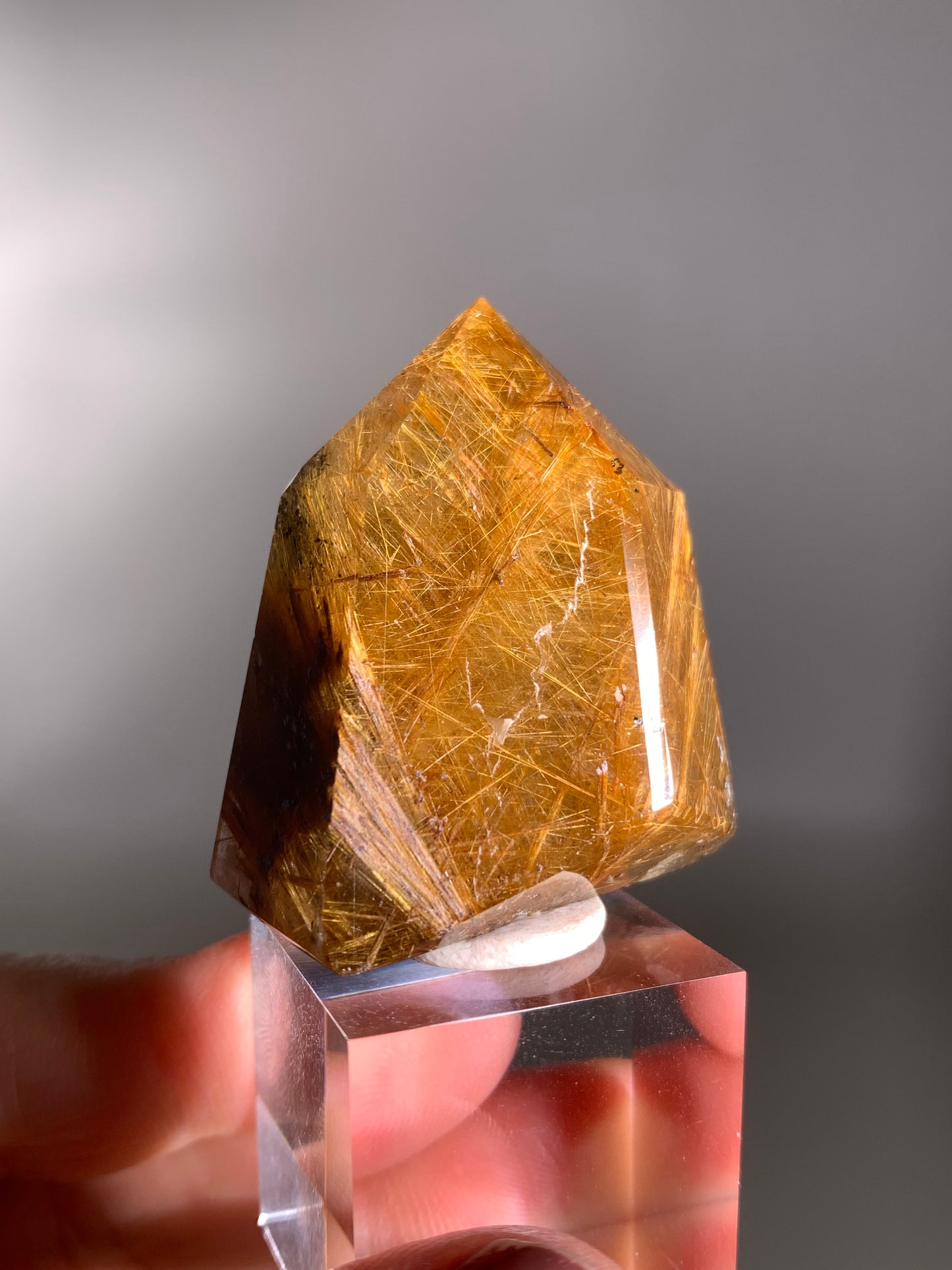 High-Quality Richly Packed Gold Rutile Quartz Polished Tower