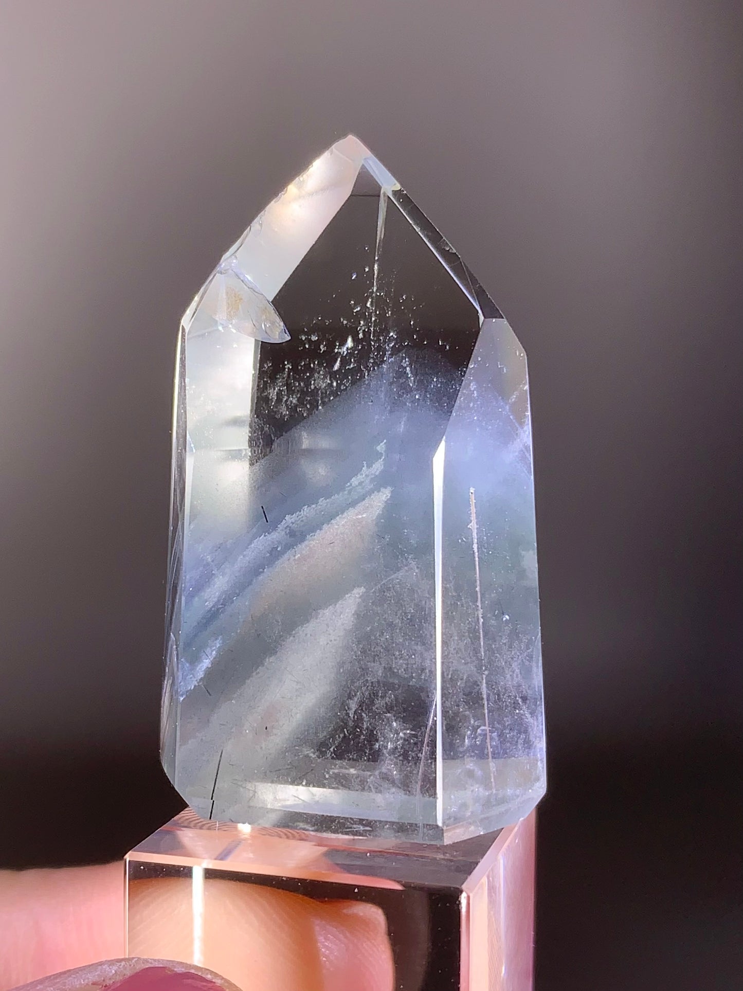 Grayish Blue Phantom Quartz Tower from Brazil