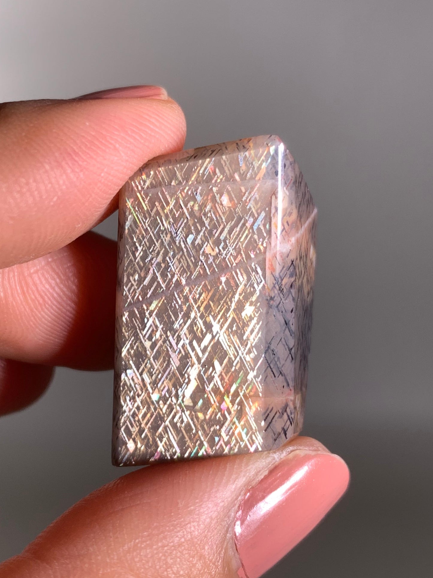 Rainbow Lattice Sunstone Polished Freeform