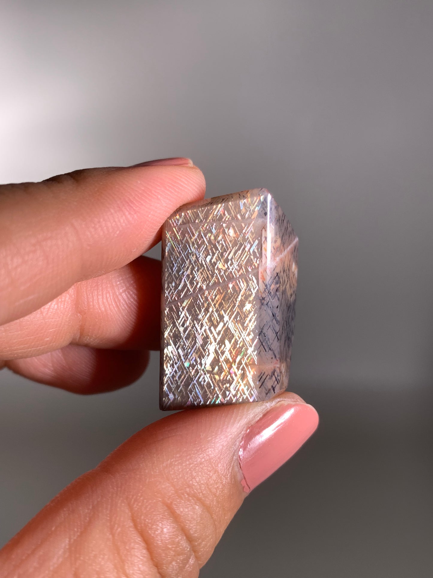 Rainbow Lattice Sunstone Polished Freeform