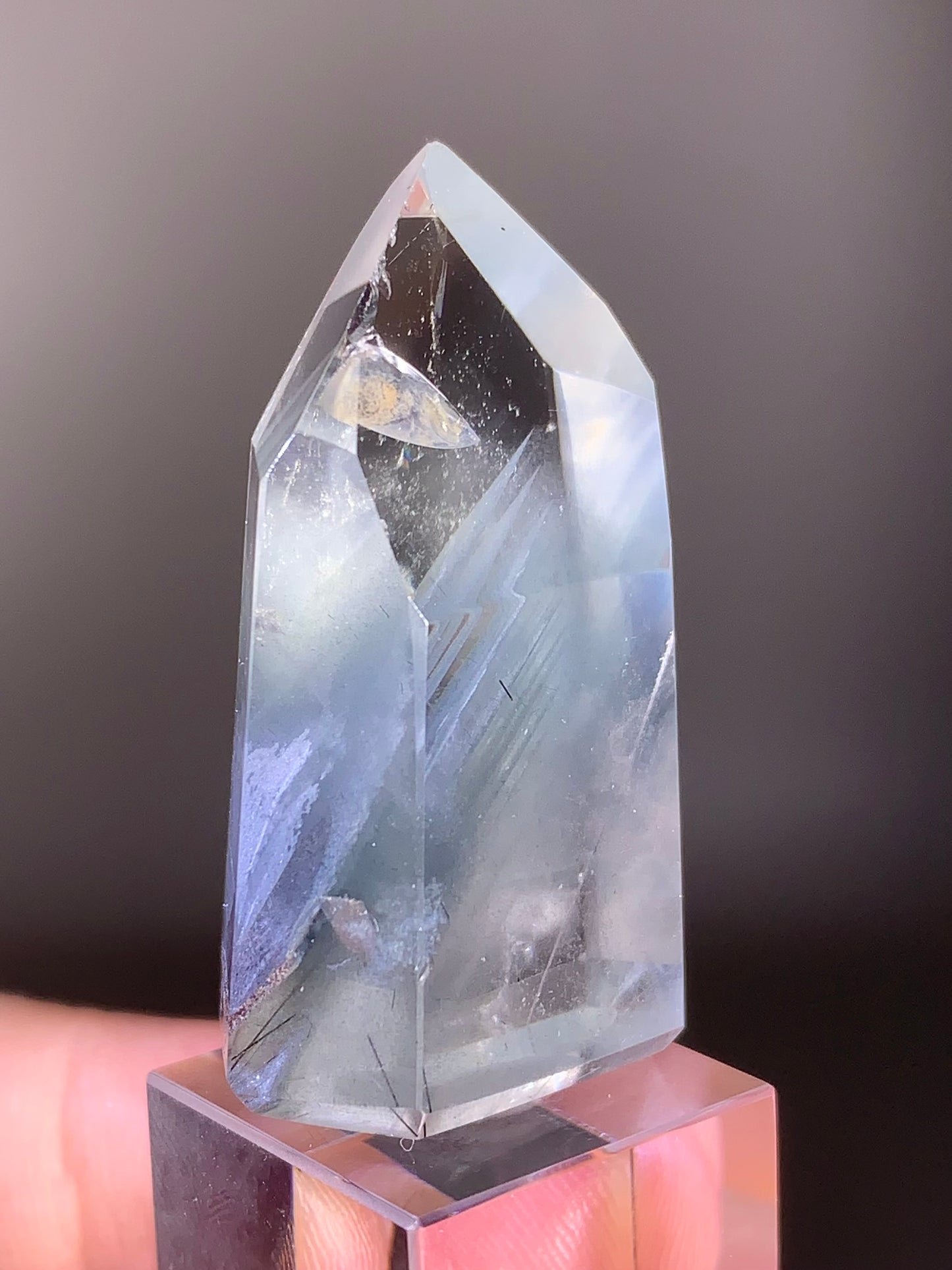Grayish Blue Phantom Quartz Tower from Brazil