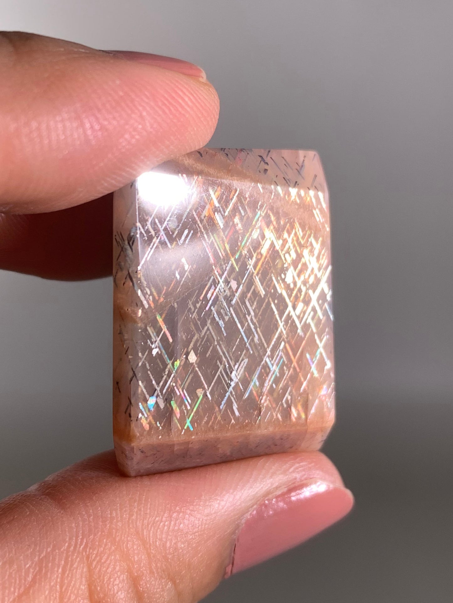 Rainbow Lattice Sunstone Polished Freeform