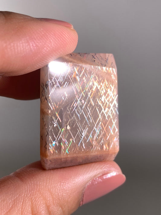 Rainbow Lattice Sunstone Polished Freeform