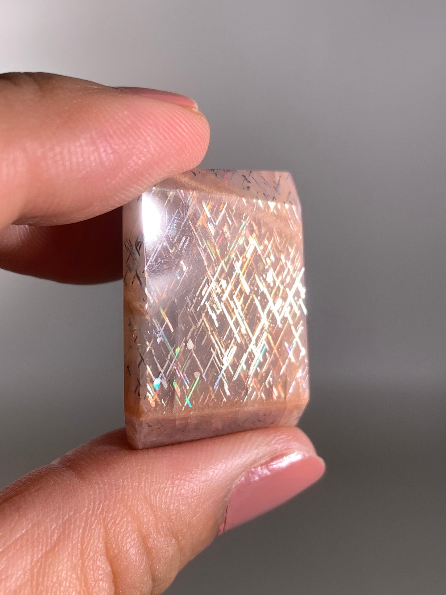 Rainbow Lattice Sunstone Polished Freeform