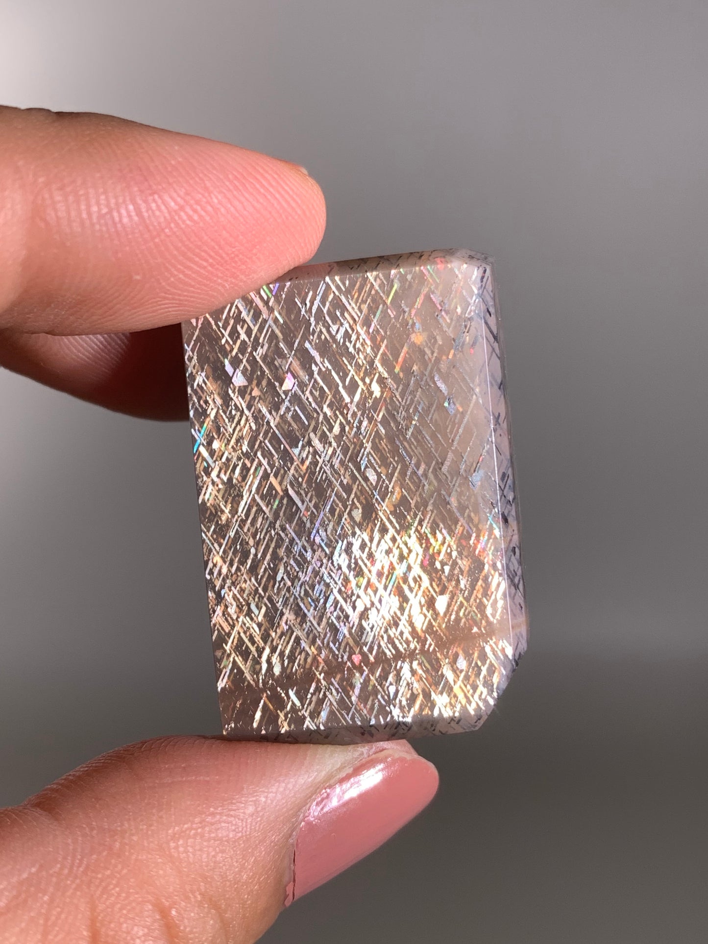 Rainbow Lattice Sunstone Polished Freeform