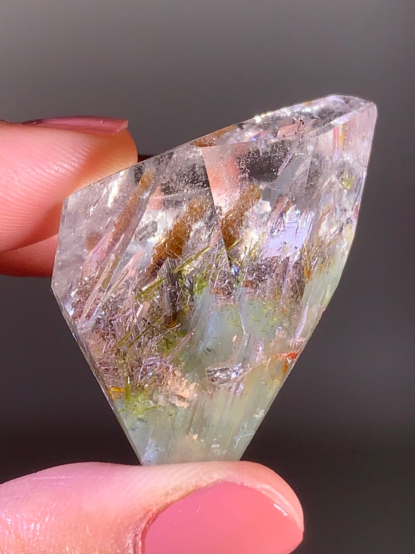Green Amphibole Garden Quartz Tower from Zambia with Epidote & Tourmaline Inclusions