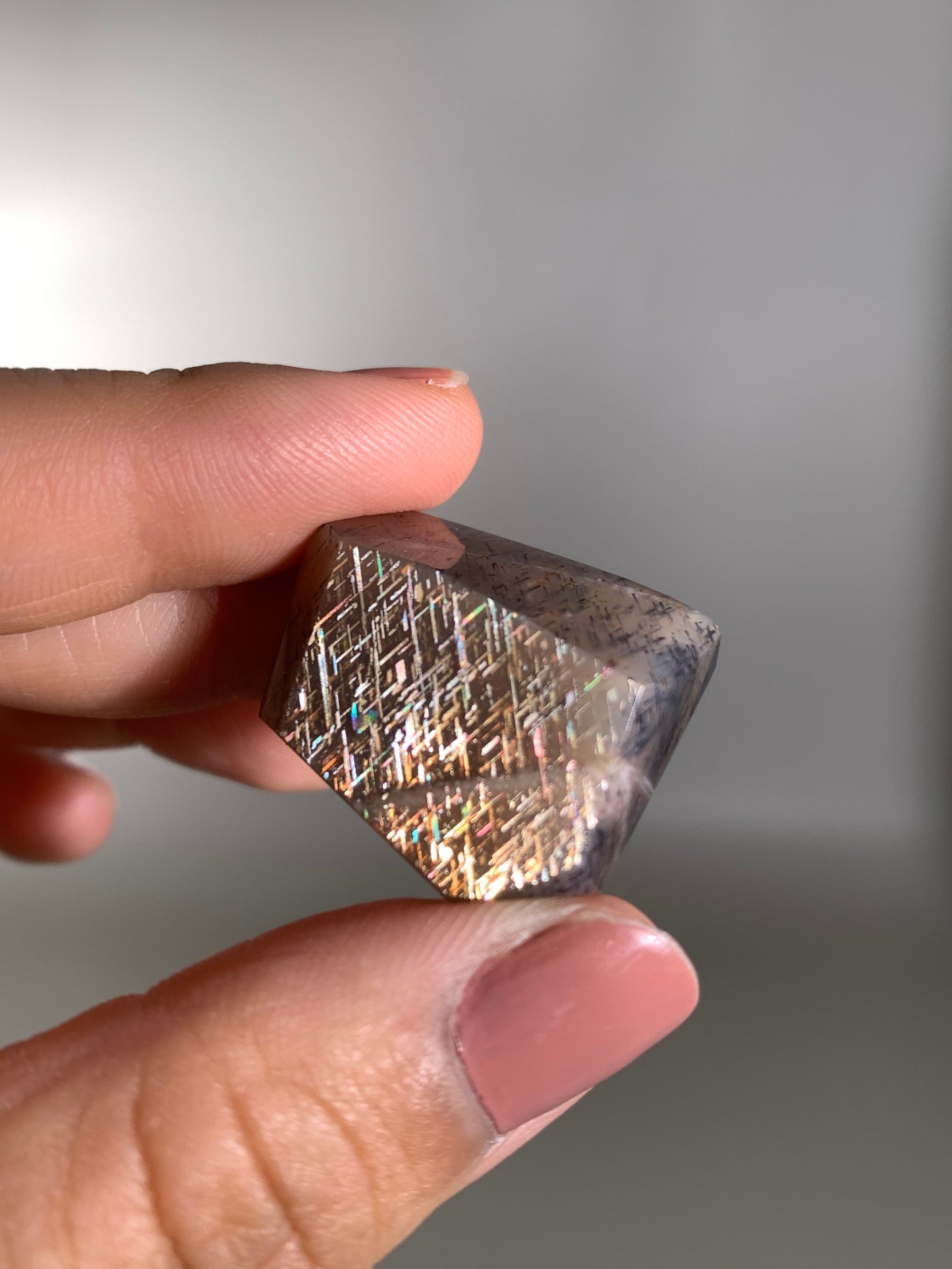 Rainbow Lattice Sunstone Polished Freeform