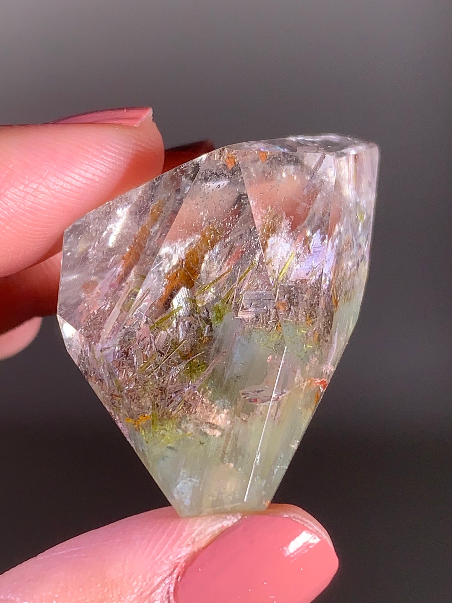 Green Amphibole Garden Quartz Tower from Zambia with Epidote & Tourmaline Inclusions