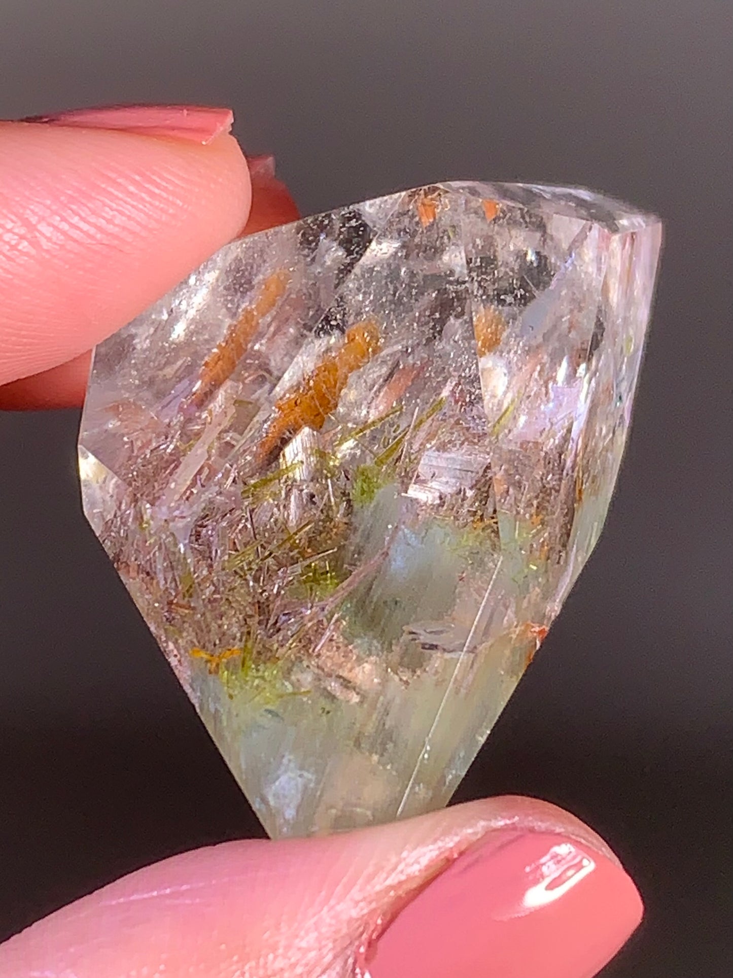 Green Amphibole Garden Quartz Tower from Zambia with Epidote & Tourmaline Inclusions