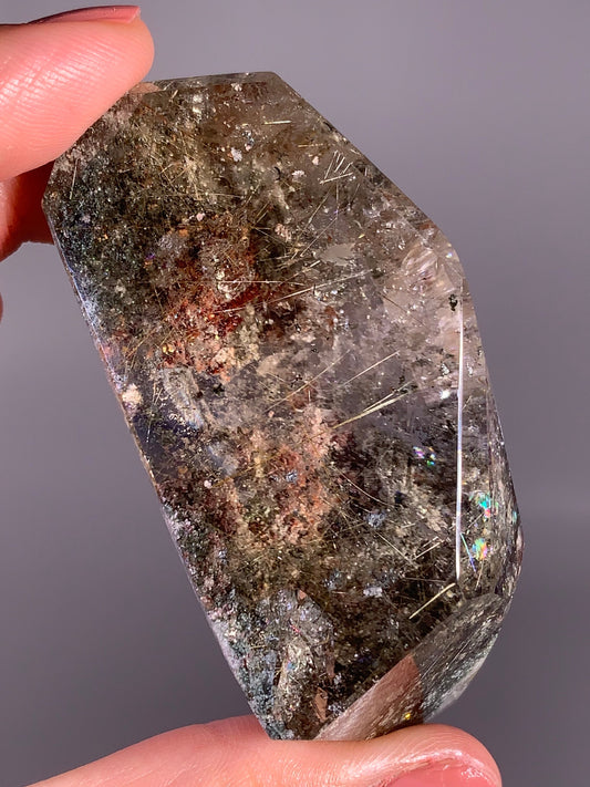 Rutile in Garden Quartz Polished Freeform – Brazil