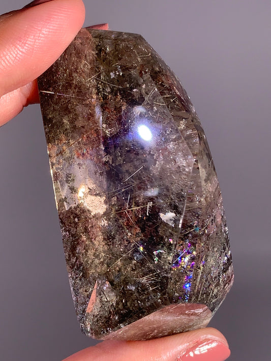 Rutile in Garden Quartz Polished Freeform – Brazil