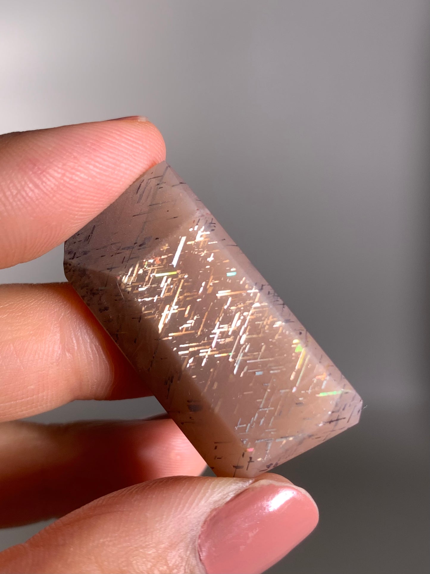 Rainbow Lattice Sunstone Polished Freeform